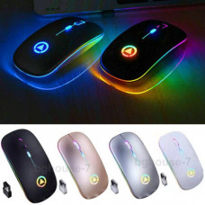 2.4GHz Wireless Optical Mouse USB Rechargeable RGB Cordless Mice For PC Laptop